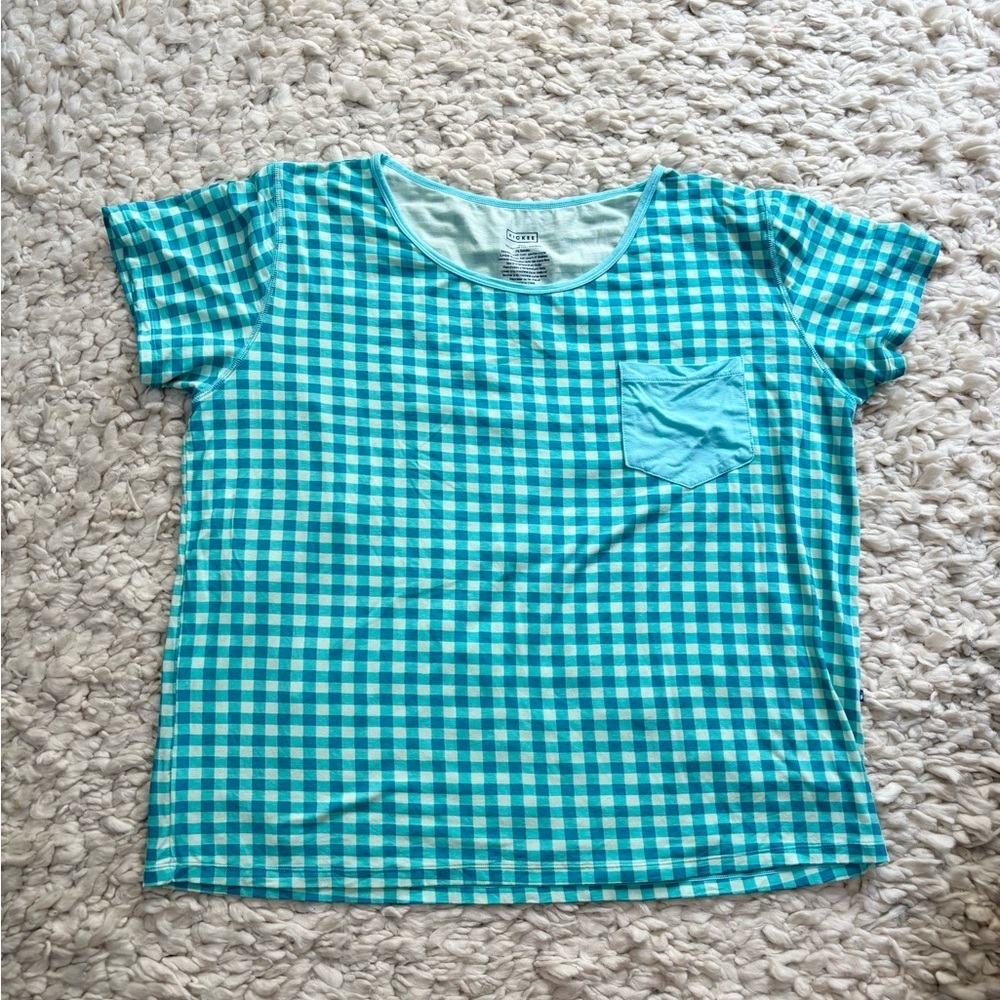 Kickee Pants Teal Checkered Short Sleeve Tee 3X